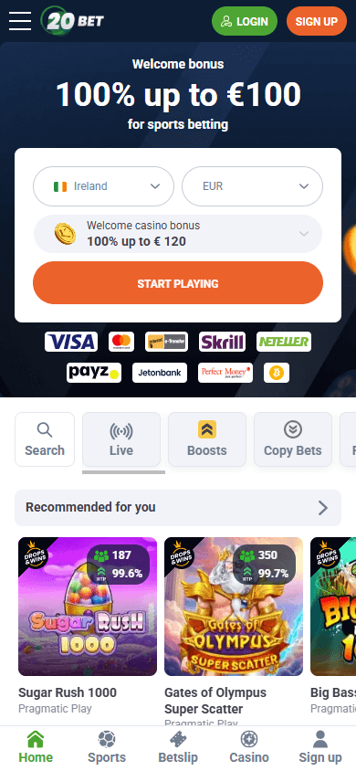 20Bet Casino Mobile screenshot